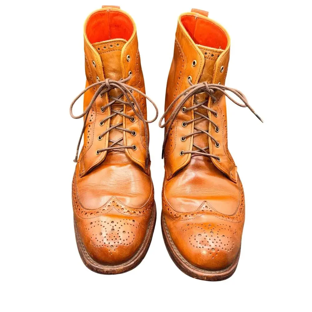 Allen Edmonds Dalton Walnut Leather Wingtip Brogue Boots Men’s 10 D